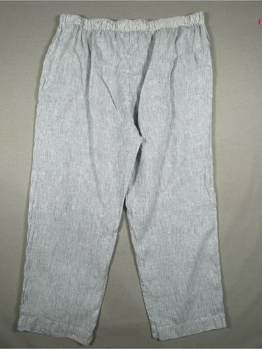 Quince 100% European Linen Pants Blue Pinstripe Size XL Drawstring Comfort